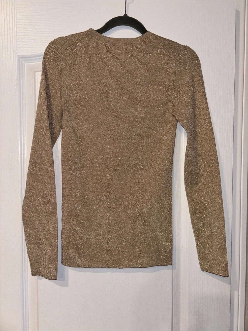Michael Kors Metallic Bronze Long-Sleeve Knit Top